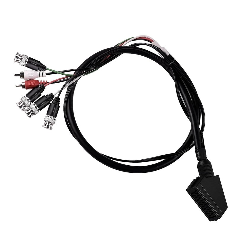 XTPTFABS Female RGB SCART to 4 BNC + Audio Cable Compatible with Sega Genesis, Saturn, Super Nint-endo, Neo-Geo, PlayStation, and Other Systems That Output RGB via SCART - Image 1